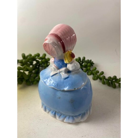 Vintage Lefton 3697 Bloomer Girl Sugar Jam Jar with Lid Ceramic Figurine - Picture 5 of 8